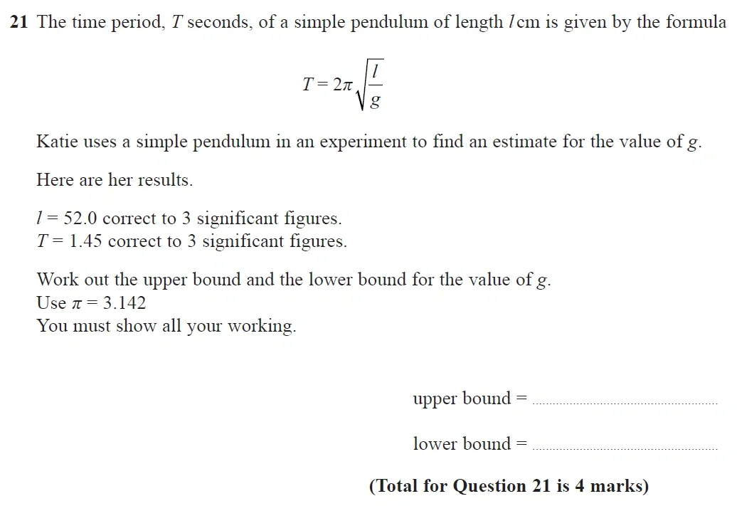 Question 21 - GCSE Edexcel Higher Maths Past Paper 2 (Calculator) - November 2021
