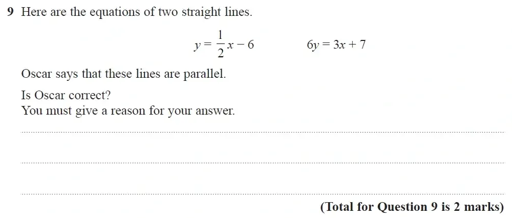 Question 09 - GCSE Edexcel Higher Maths Past Paper 2 (Calculator) - November 2022