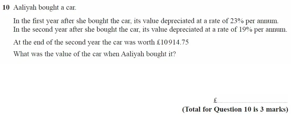 Question 10 - GCSE Edexcel Higher Maths Past Paper 2 (Calculator) - November 2022