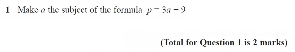 Question 01 - GCSE Edexcel Higher Maths Past Paper 3 (Calculator) - November 2022