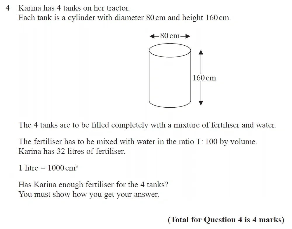 Question 04 - GCSE Edexcel Higher Maths Past Paper 3 (Calculator) - November 2022