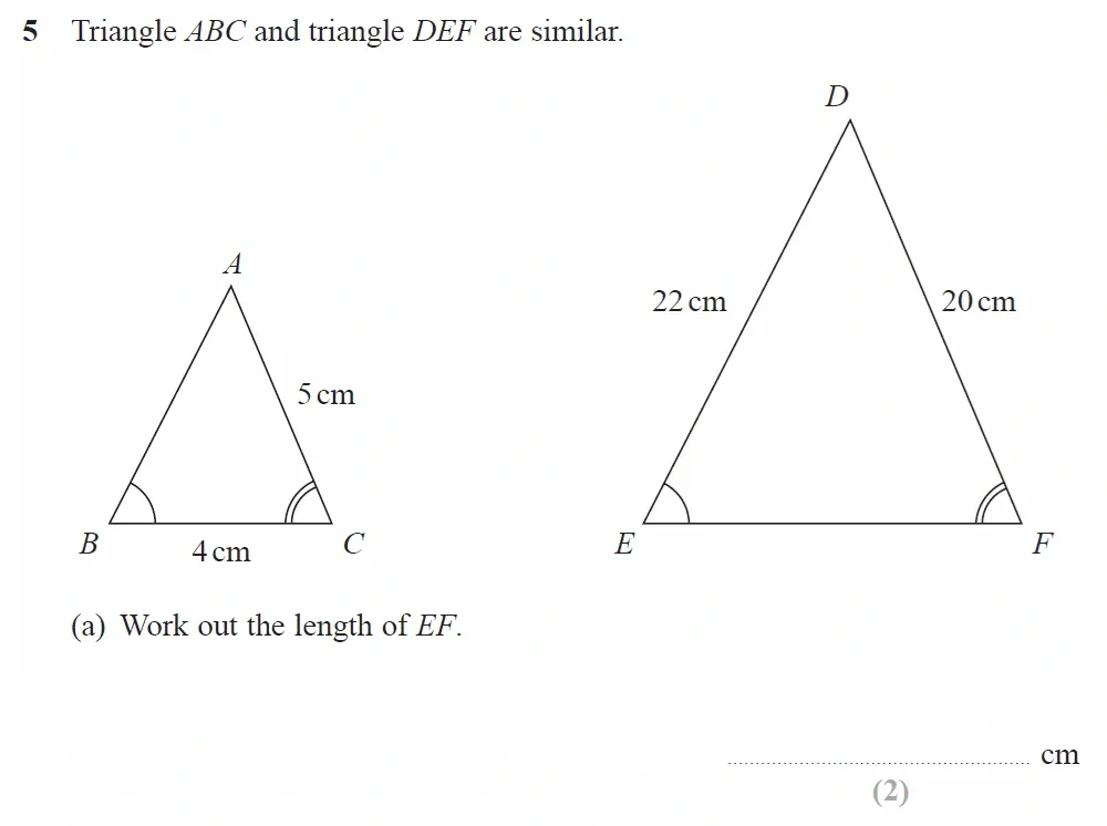 Question 05(a) - GCSE Edexcel Higher Maths Past Paper 3 (Calculator) - November 2022