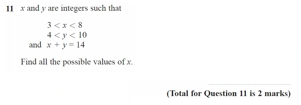 Question 11 - GCSE Edexcel Higher Maths Past Paper 3 (Calculator) - November 2022