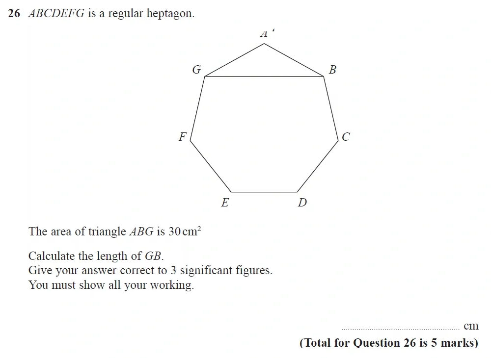 Question 26 - GCSE Edexcel Higher Maths Past Paper 3 (Calculator) - November 2022