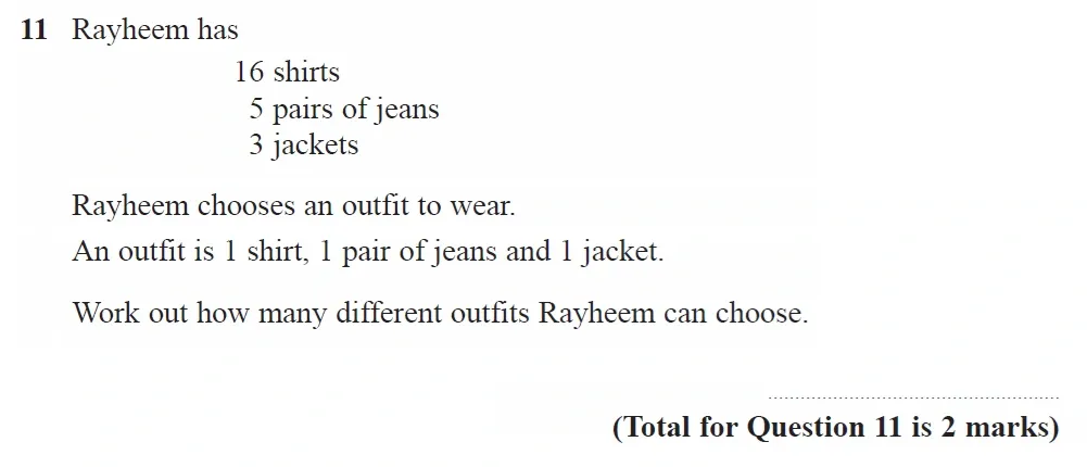 Question 11 - GCSE Edexcel Higher Maths Past Paper 3 (Calculator) - June 2022