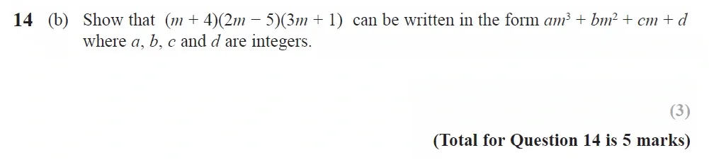 Question 14(b) - GCSE Edexcel Higher Maths Past Paper 3 (Calculator) - June 2022