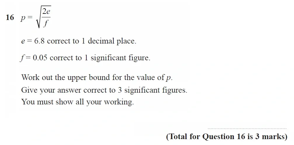 Question 16 - GCSE Edexcel Higher Maths Past Paper 3 (Calculator) - June 2022
