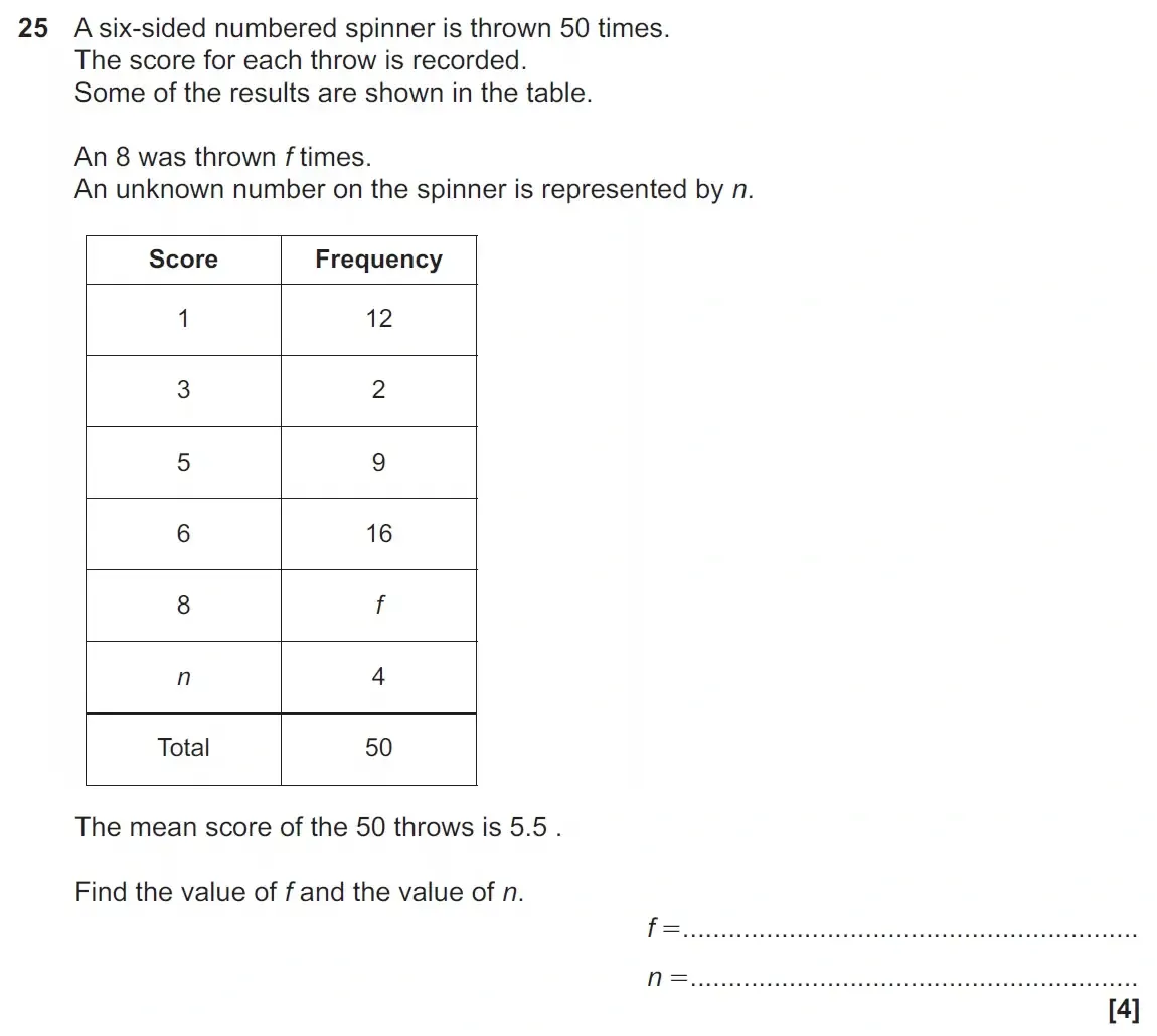 Question 25 - GCSE OCR Foundation Maths Past Paper 1 (Calculator) - June 2023