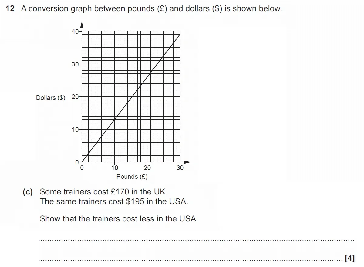 Question 12(c) - GCSE OCR Foundation Maths Past Paper 1 (Calculator) - November 2021
