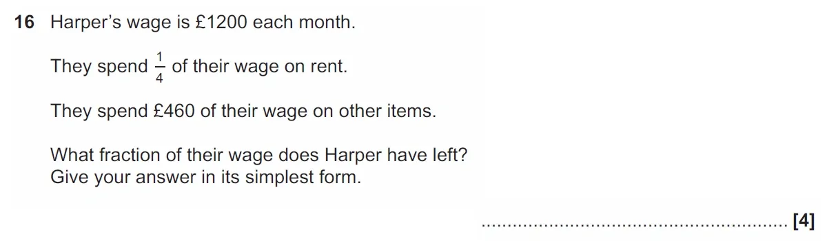 Question 16 - GCSE OCR Foundation Maths Past Paper 1 (Calculator) - November 2021