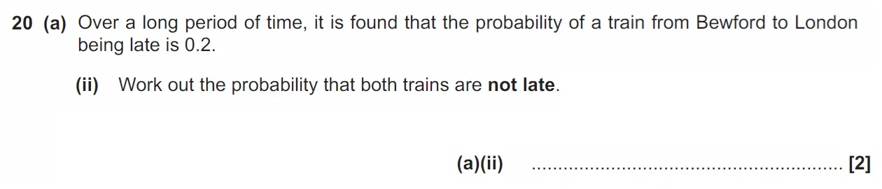Question 20(a)(ii) - GCSE OCR Foundation Maths Past Paper 1 (Calculator) - November 2021