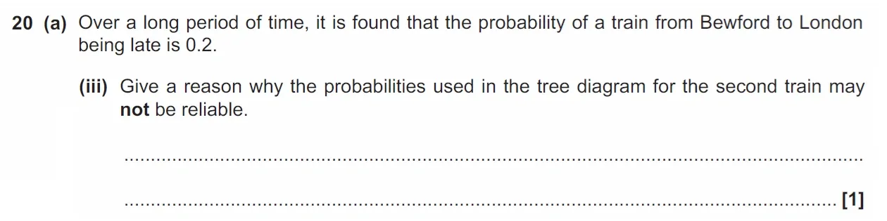 Question 20(a)(iii) - GCSE OCR Foundation Maths Past Paper 1 (Calculator) - November 2021