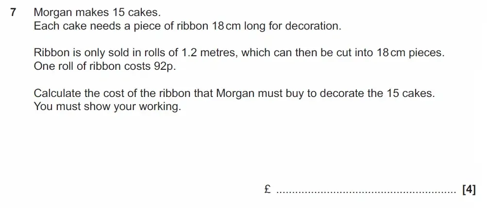 Question 07 - GCSE OCR Foundation Maths Past Paper 1 (Calculator) - November 2022