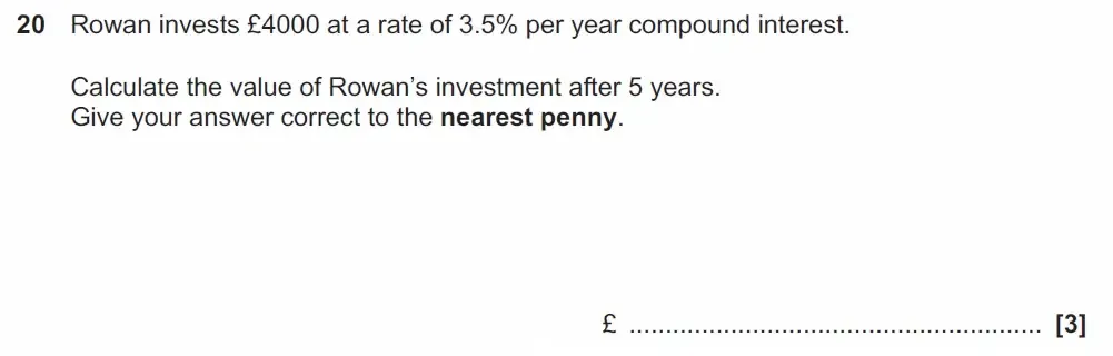 Question 20 - GCSE OCR Foundation Maths Past Paper 1 (Calculator) - November 2022