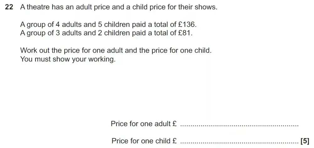 Question 22 - GCSE OCR Foundation Maths Past Paper 1 (Calculator) - November 2022