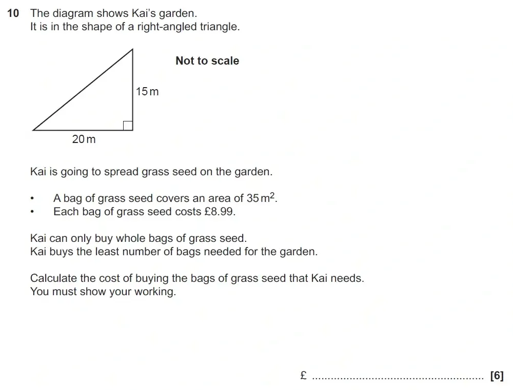 Question 10 - GCSE OCR Foundation Maths Past Paper 2 (Non-Calculator) - June 2022