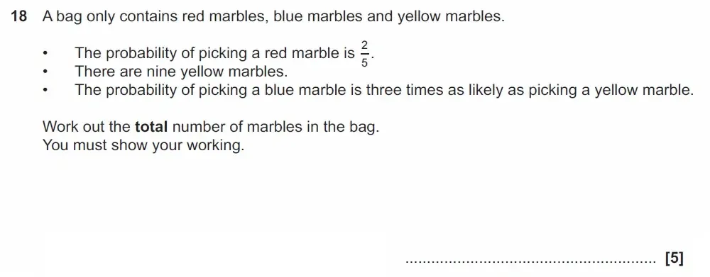 Question 18 - GCSE OCR Foundation Maths Past Paper 2 (Non-Calculator) - June 2022