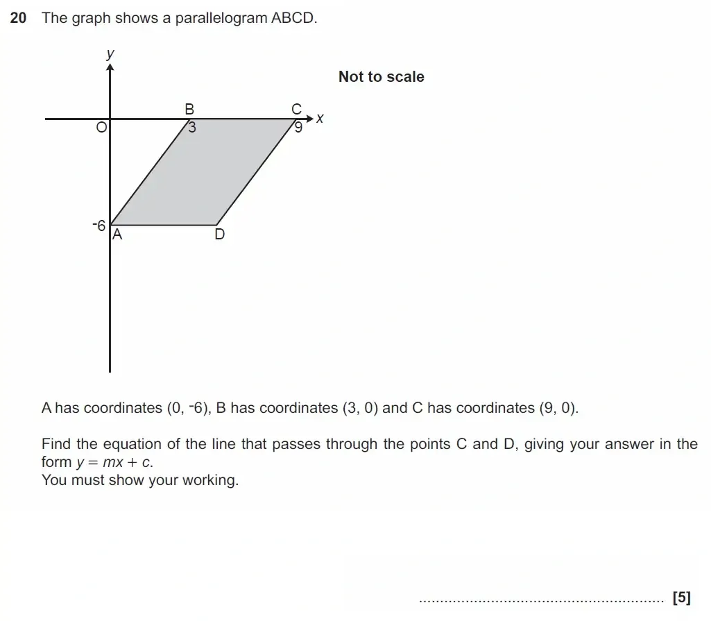 Question 20 - GCSE OCR Foundation Maths Past Paper 2 (Non-Calculator) - June 2022