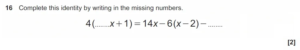 Question 16 - GCSE OCR Foundation Maths Past Paper 2 (Non-Calculator) - June 2023