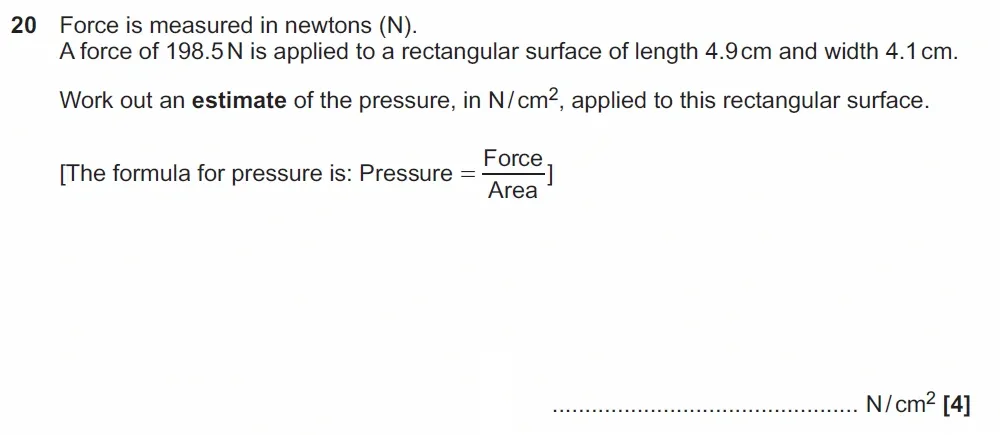 Question 20 - GCSE OCR Foundation Maths Past Paper 2 (Non-Calculator) - November 2021