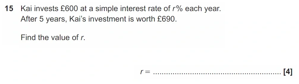 Question 15 - GCSE OCR Foundation Maths Past Paper 2 (Non-Calculator) - November 2022