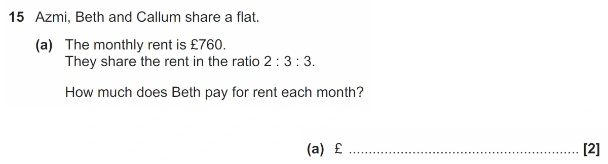Question 15(a) - GCSE OCR Foundation Maths Past Paper 3 (Calculator) - November 2021