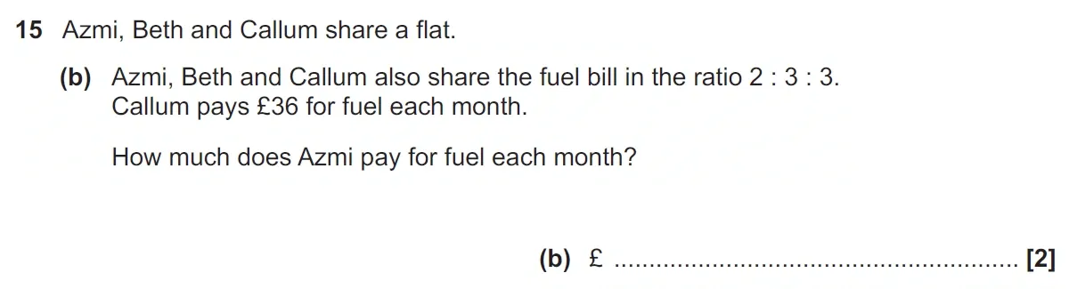 Question 15(b) - GCSE OCR Foundation Maths Past Paper 3 (Calculator) - November 2021