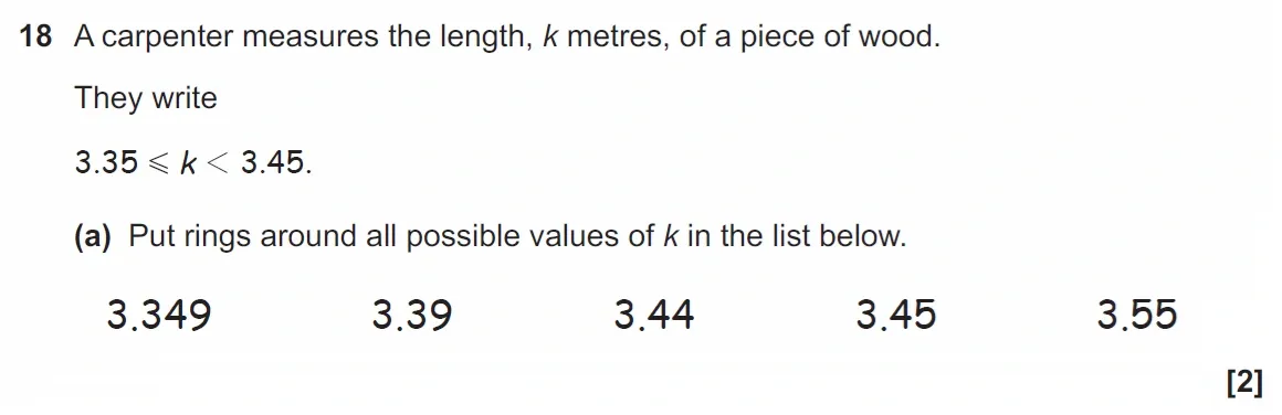 Question 18(a) - GCSE OCR Foundation Maths Past Paper 3 (Calculator) - November 2021