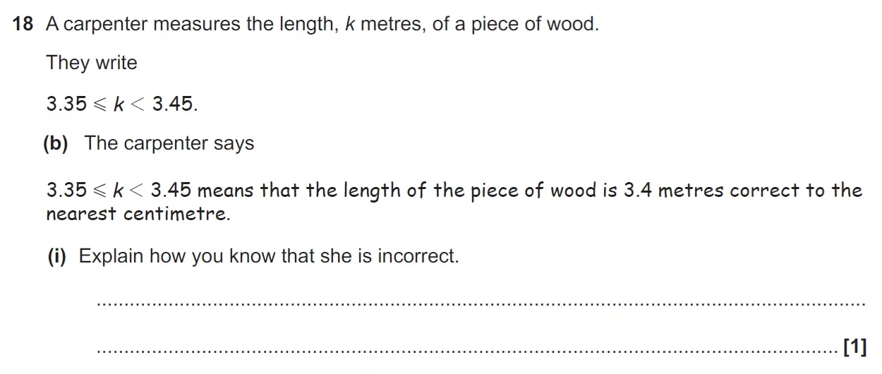 Question 18(b)(i) - GCSE OCR Foundation Maths Past Paper 3 (Calculator) - November 2021