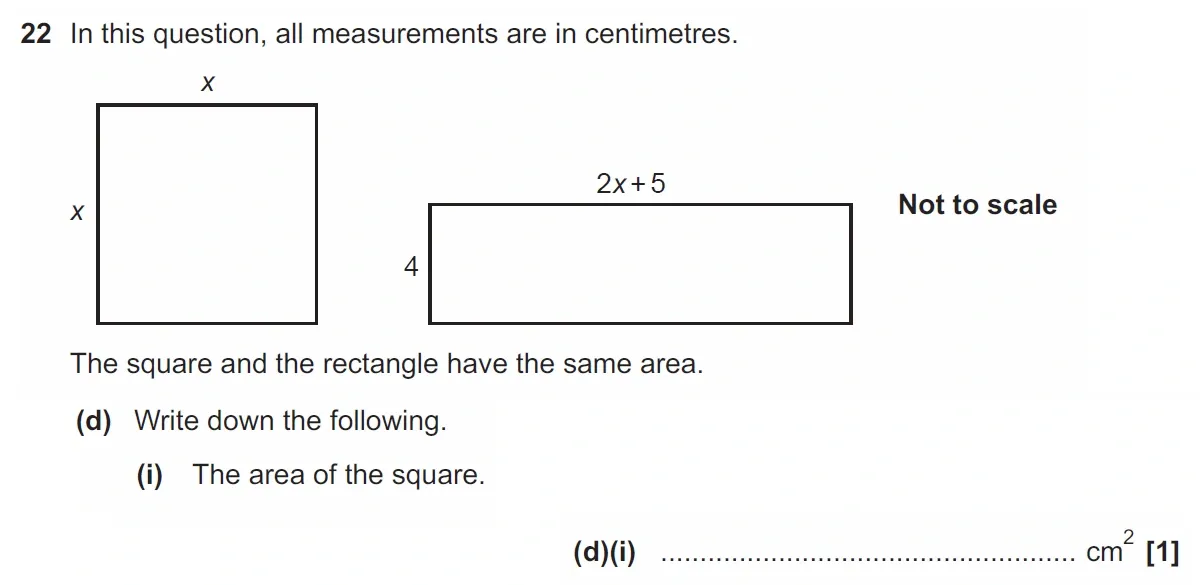 Question 22(d)(i) - GCSE OCR Foundation Maths Past Paper 3 (Calculator) - November 2021