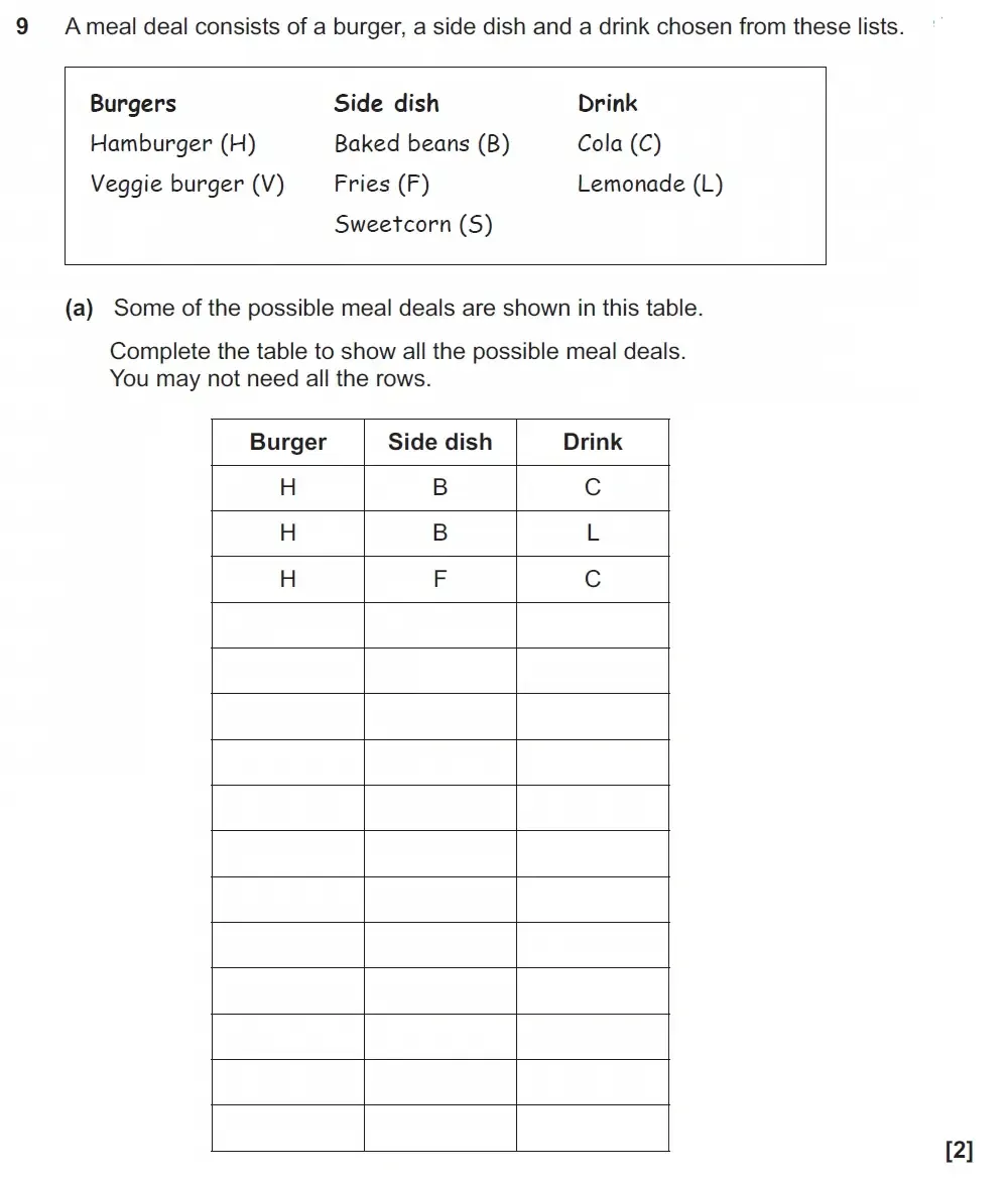 Question 09(a) - GCSE OCR Foundation Maths Past Paper 3 (Calculator) - November 2022