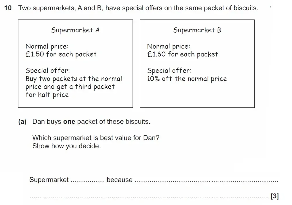Question 10(a) - GCSE OCR Foundation Maths Past Paper 3 (Calculator) - November 2022