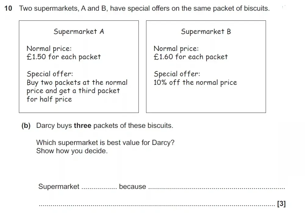 Question 10(b) - GCSE OCR Foundation Maths Past Paper 3 (Calculator) - November 2022