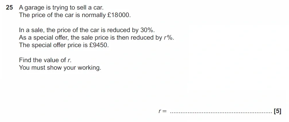 Question 25 - GCSE OCR Foundation Maths Past Paper 3 (Calculator) - June 2022