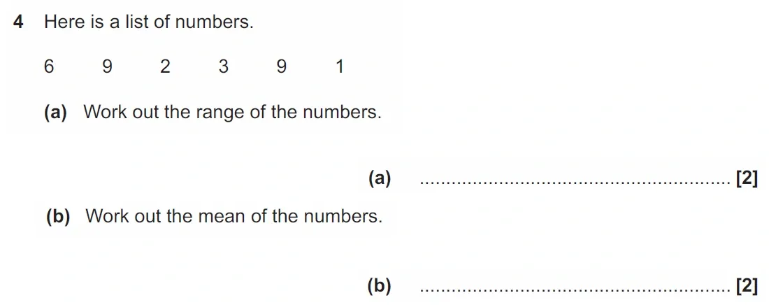 Question 4(a,b) - GCSE OCR Foundation Maths Past Paper 1 (Calculator) - November 2021