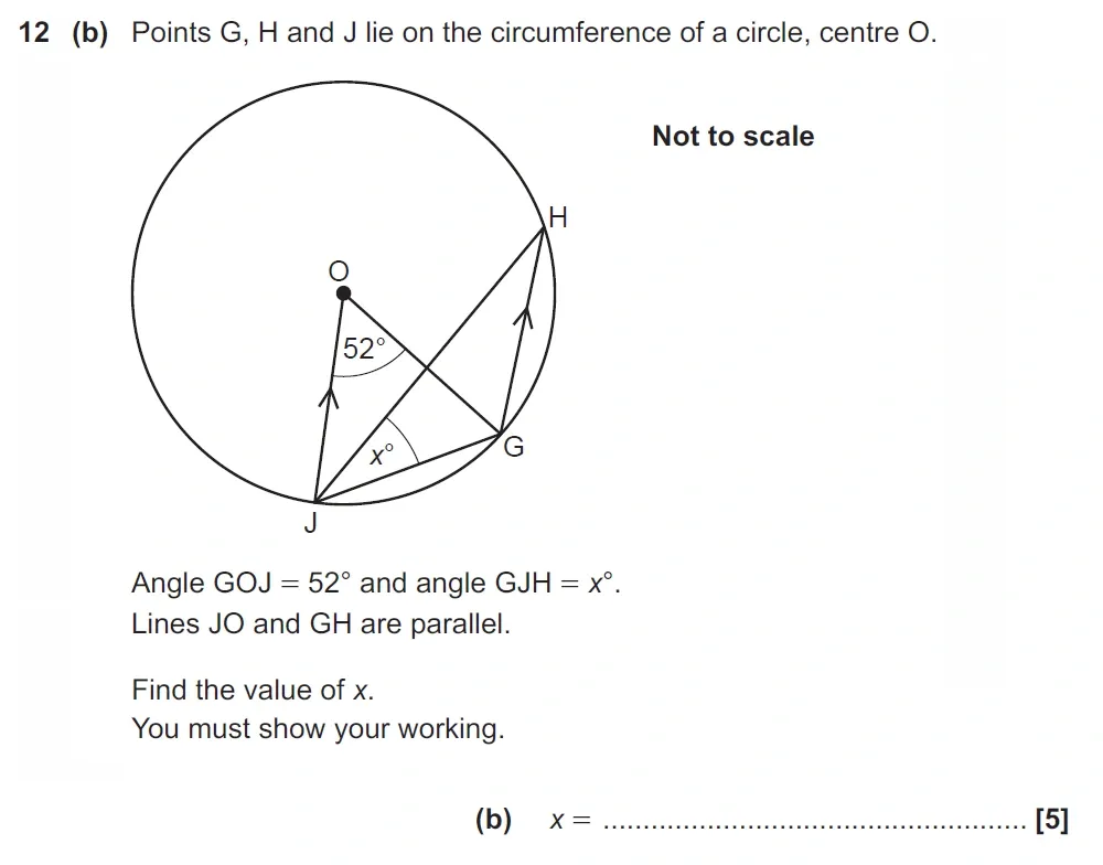 Question 12(b) - GCSE OCR Higher Maths Past Paper 4 (Calculator) - June 2022