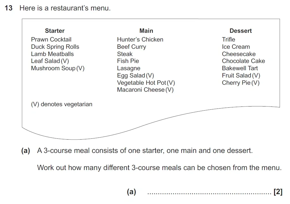 Question 13(a) - GCSE OCR Higher Maths Past Paper 4 (Calculator) - June 2022