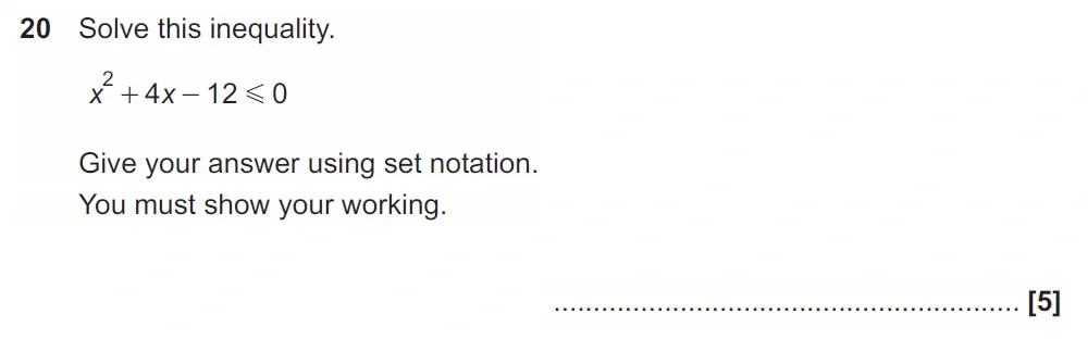Question 20 - GCSE OCR Higher Maths Past Paper 4 (Calculator) - June 2022