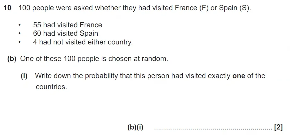Question 10(b)(i) - GCSE OCR Higher Maths Past Paper 4 (Calculator) - June 2023