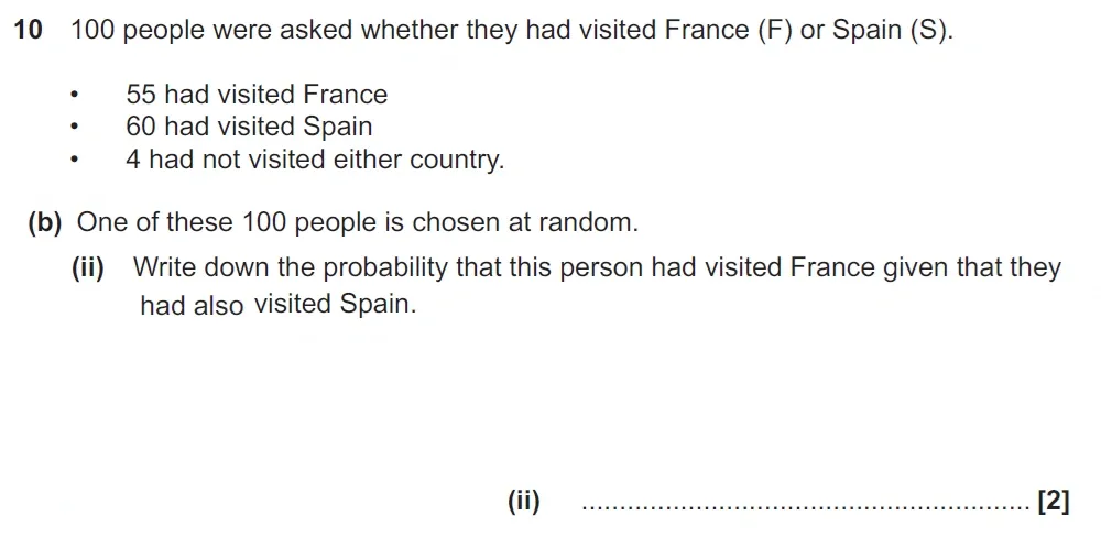 Question 10(b)(ii) - GCSE OCR Higher Maths Past Paper 4 (Calculator) - June 2023