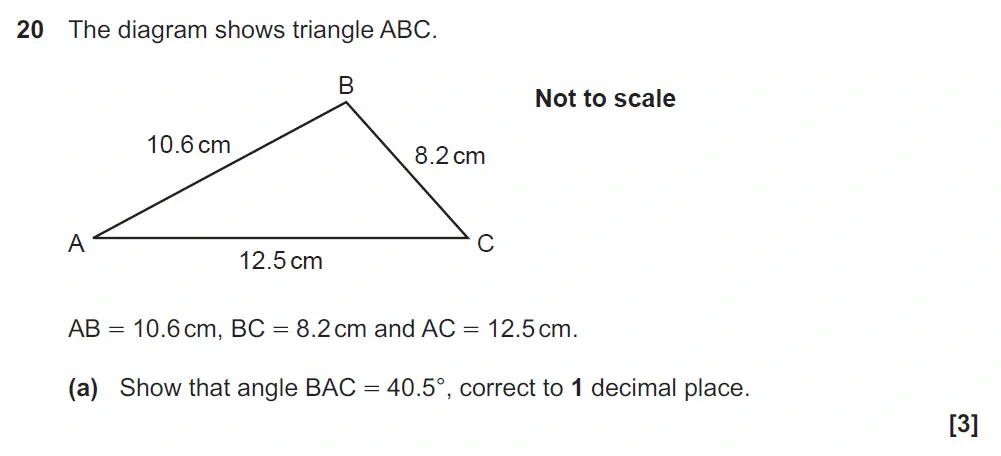 Question 20(a) - GCSE OCR Higher Maths Past Paper 4 (Calculator) - June 2023