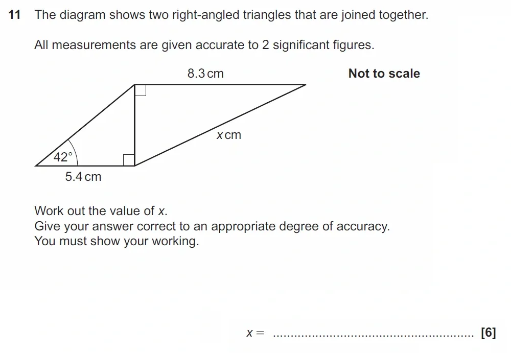 Question 11 - GCSE OCR Higher Maths Past Paper 4 (Calculator) - November 2022