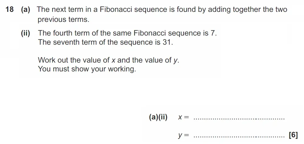 Question 18(a)(ii) - GCSE OCR Higher Maths Past Paper 4 (Calculator) - November 2022