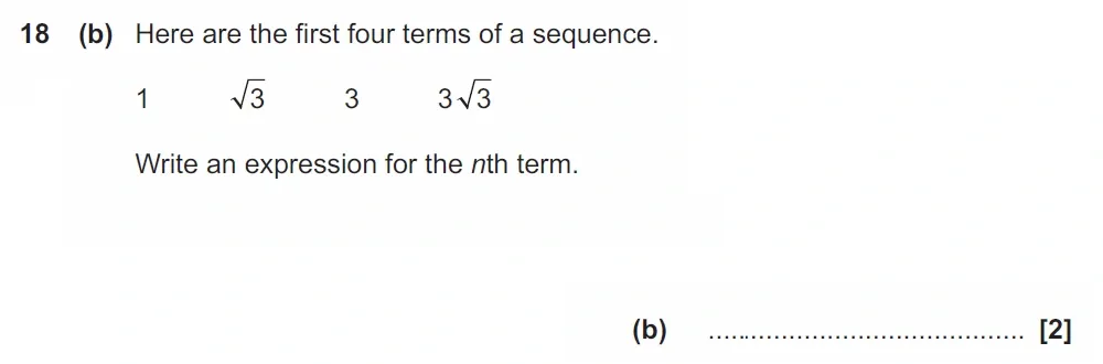 Question 18(b) - GCSE OCR Higher Maths Past Paper 4 (Calculator) - November 2022