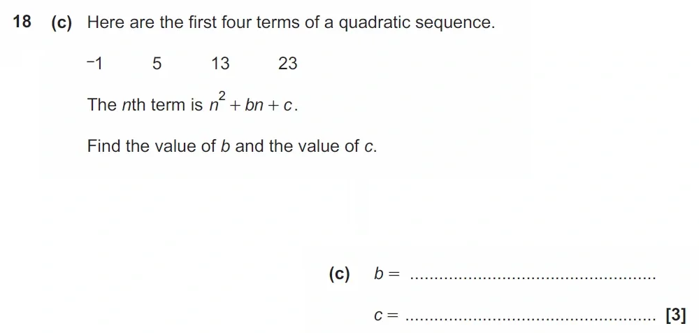 Question 18(c) - GCSE OCR Higher Maths Past Paper 4 (Calculator) - November 2022