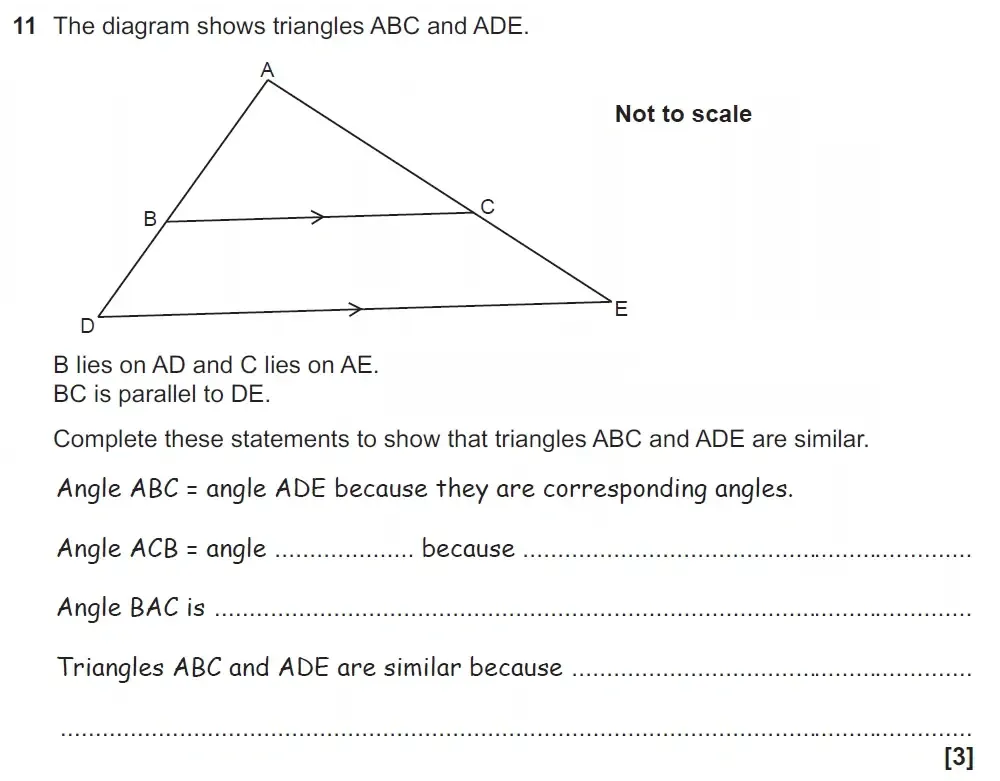 Question 11 - GCSE OCR Higher Maths Past Paper 4 (Calculator) - November 2021