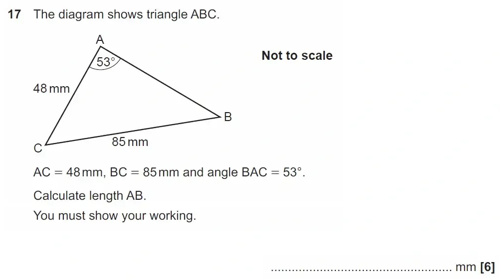 Question 17 - GCSE OCR Higher Maths Past Paper 4 (Calculator) - November 2021