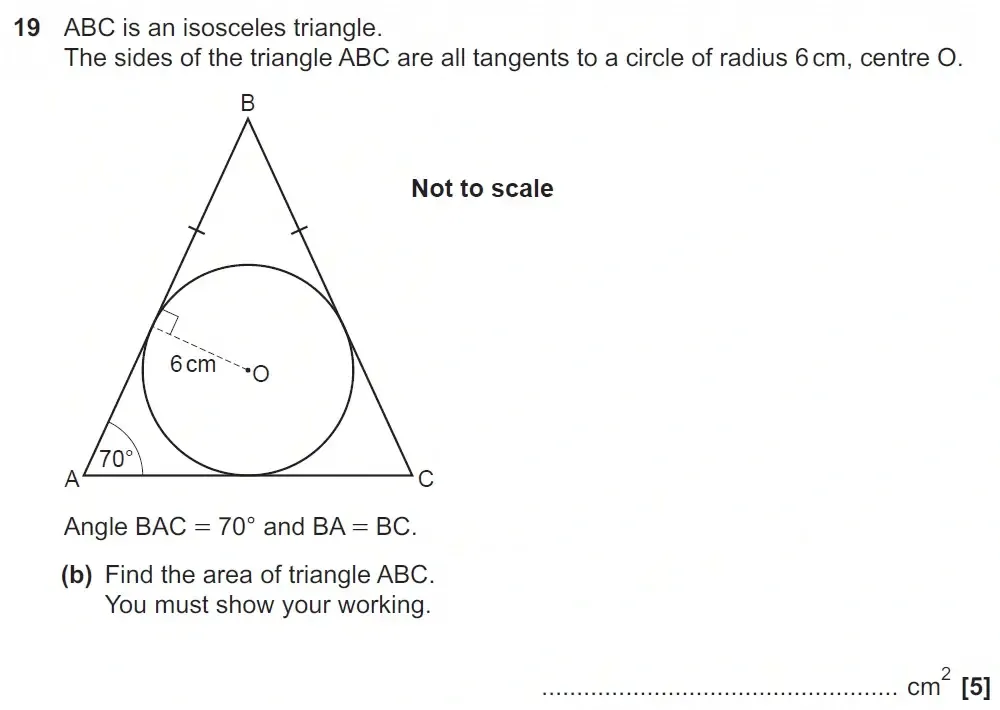 Question 19(b) - GCSE OCR Higher Maths Past Paper 4 (Calculator) - November 2021