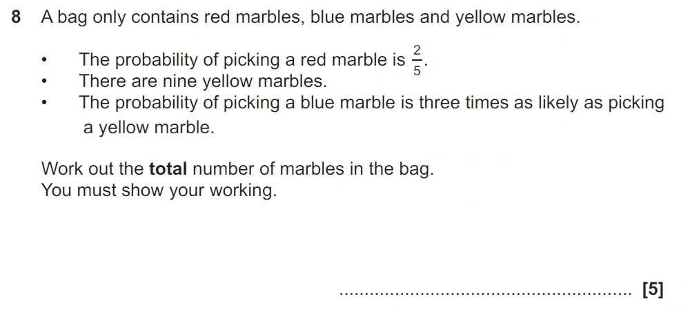 Question 08 - GCSE OCR Higher Maths Past Paper 5 (Non-Calculator) - June 2022