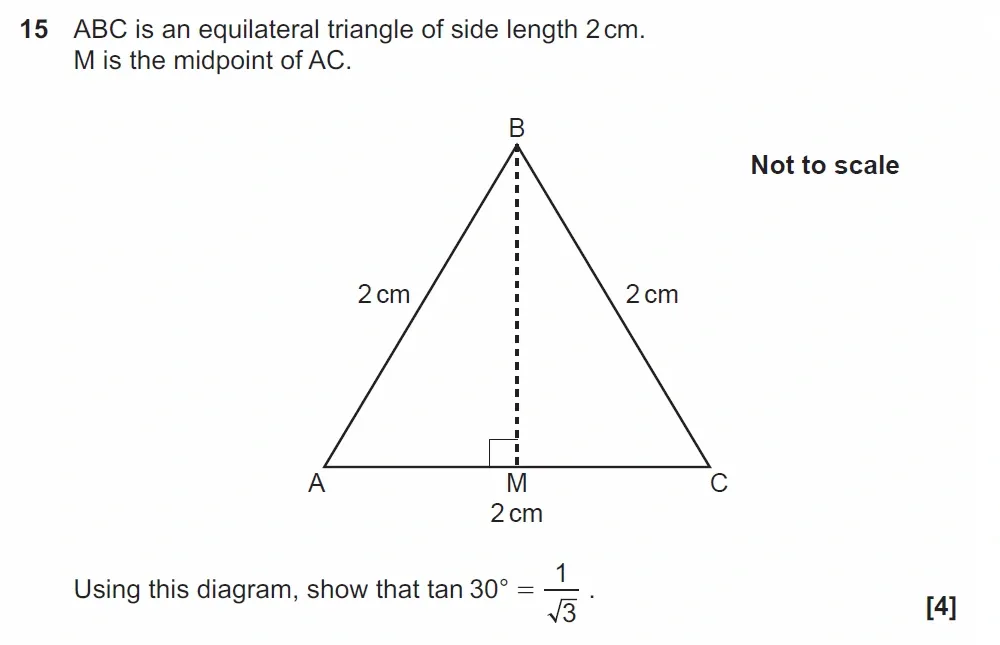 Question 15 - GCSE OCR Higher Maths Past Paper 5 (Non-Calculator) - June 2022